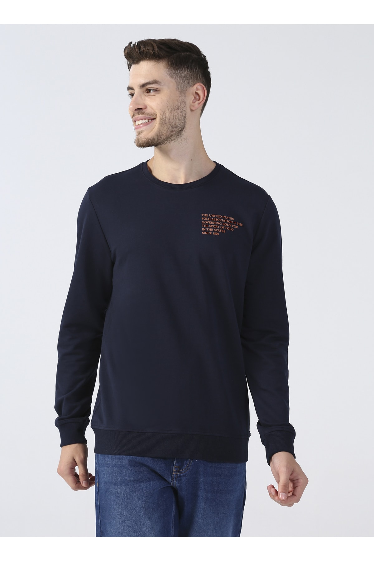 سویشرت مردانه آبی سرمه ای یو اس پولو | 5002938906 اورجینال - تصویر 3