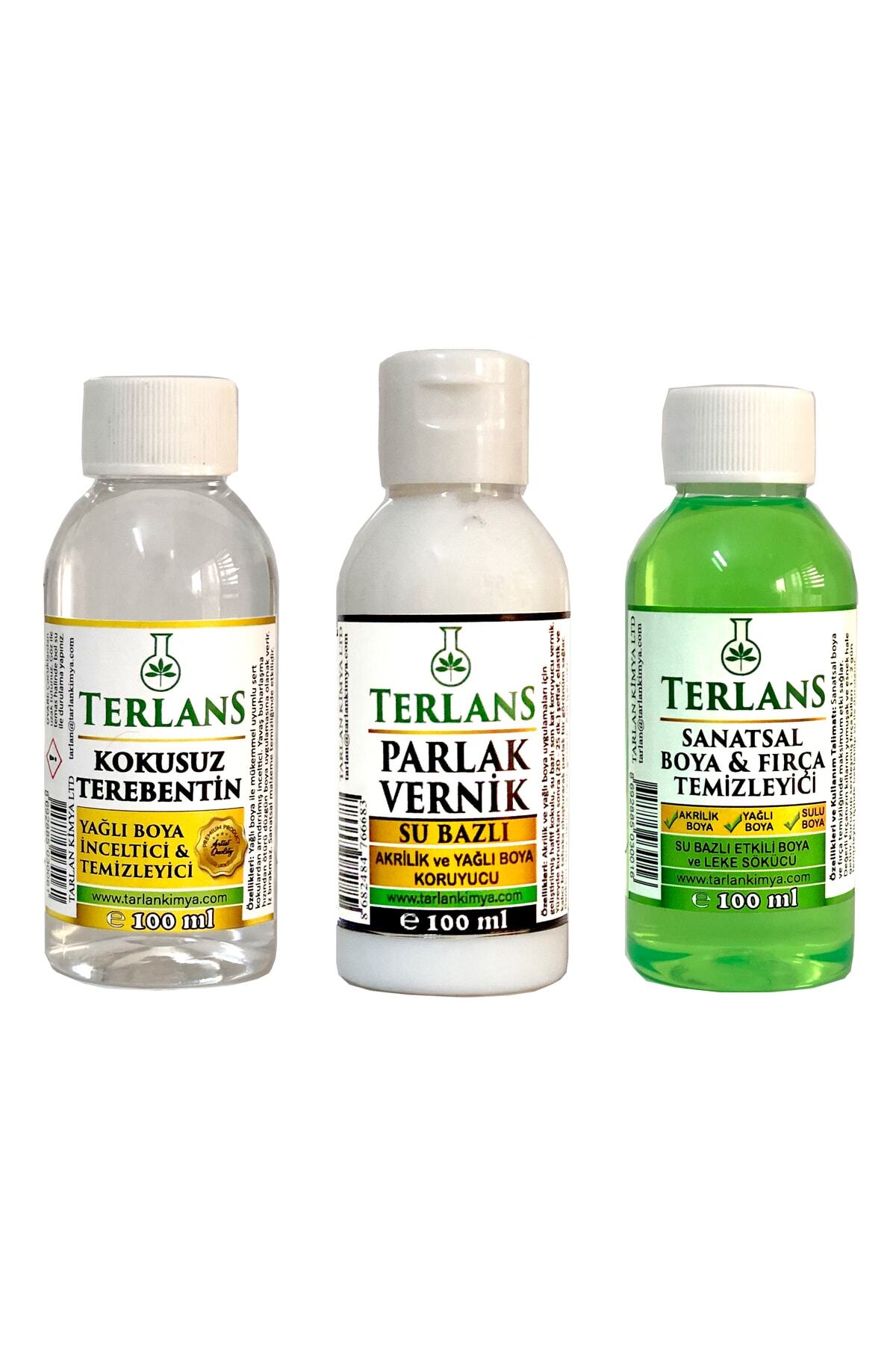 Terlans Yağlı Boya Yardımcı Malzemeler Terebentin Vernik Boya Temizleyici 3 x 100 ml