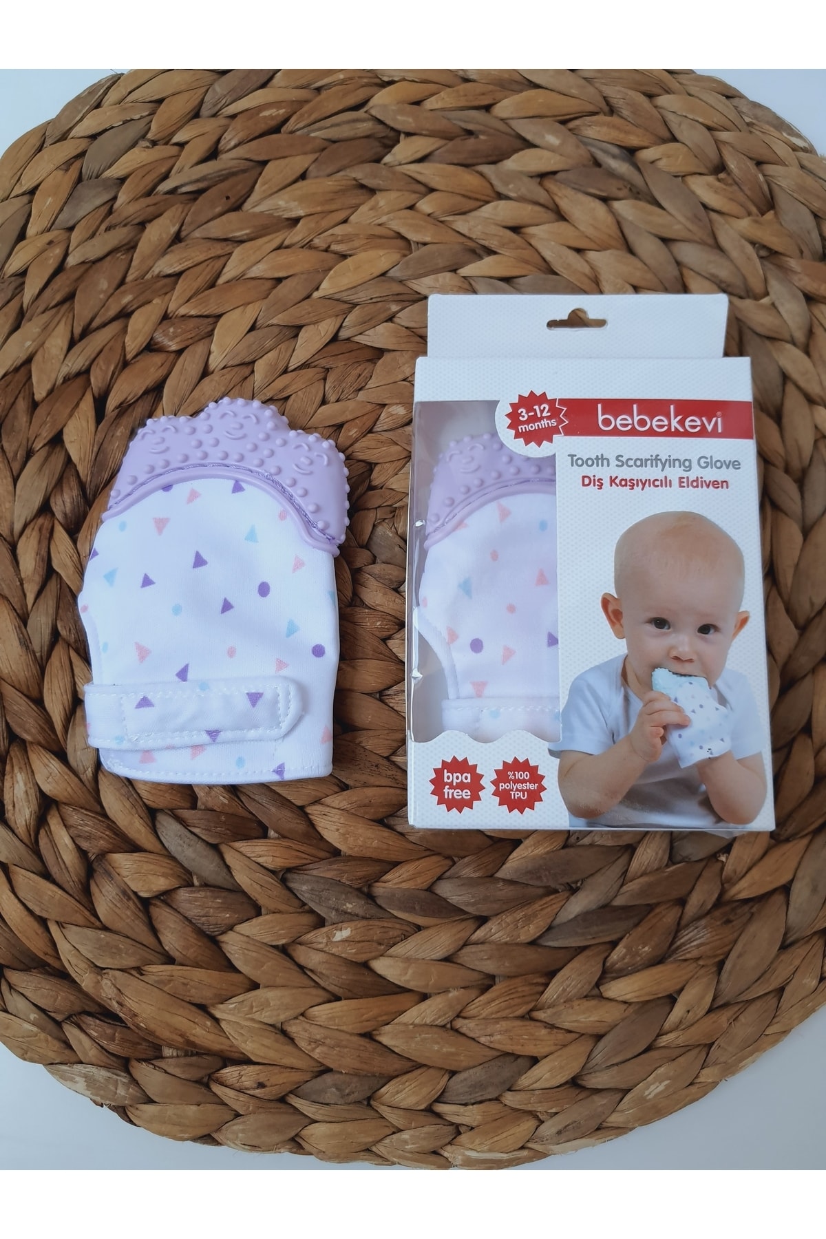 PİLEKİ BABY Dişlik , Diş Kaşıyıcı Eldiven (uyarıcı Hışır Ses) Ve Ayarlanabilir Cırtlı Bant