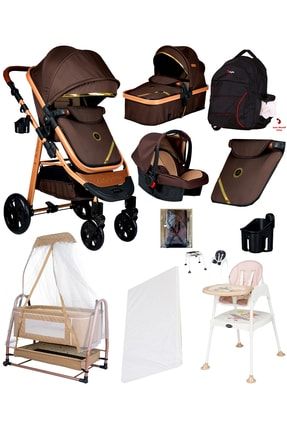 10 In 1 Ekonomi Paket 940 Travel Sistem Bebek Arabası Bebek Sepeti Anne Yanı Beşik Mama Sandalyesi 000007.000087