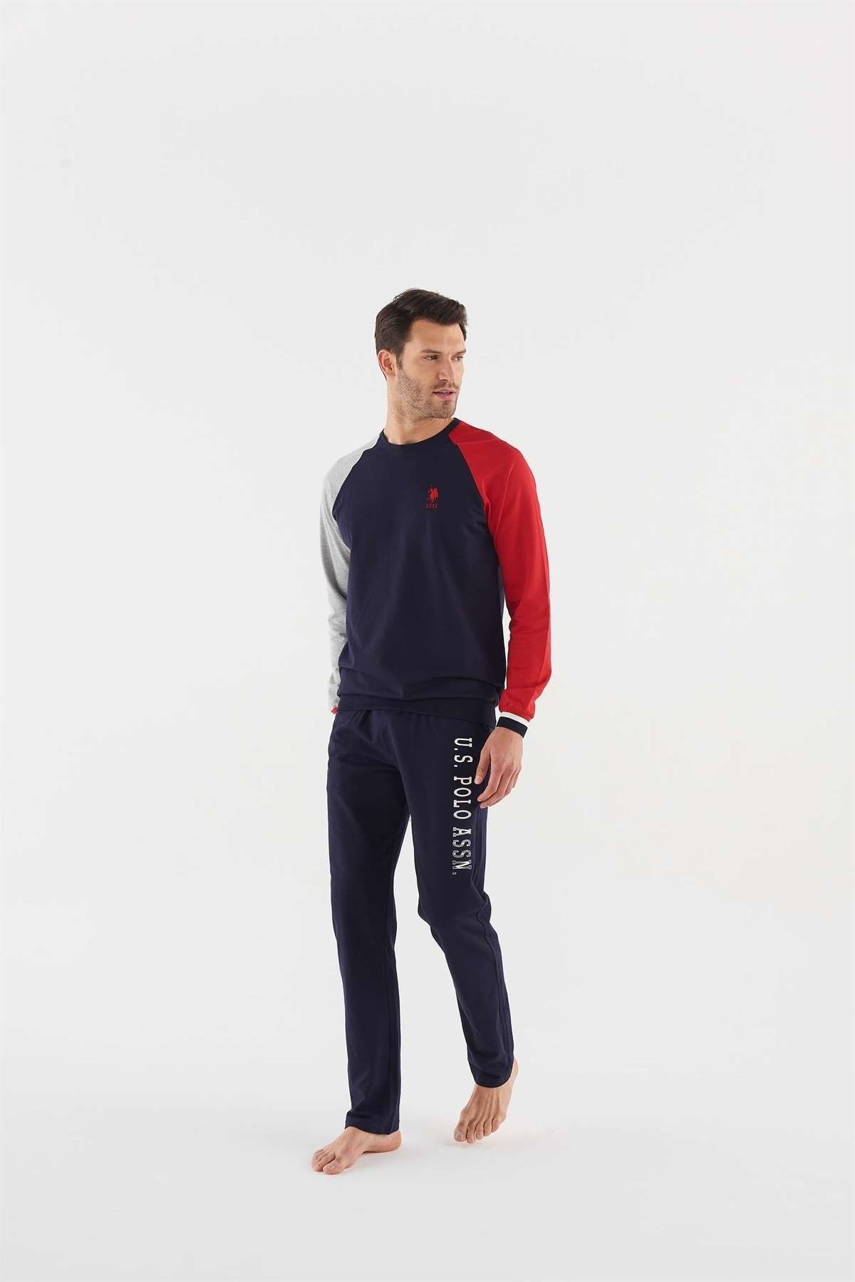 ست پیژامه آبی مردانه 18601 لباس خانگی 23k اورجینال U.S. Polo Assn.