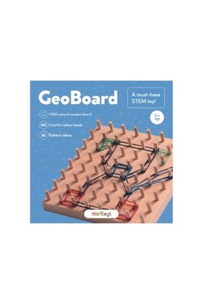 Geoboard - Ahşap Lastikli Şekiller Montessori Geometri Oyunu 120 lastik, Model Kitapçığı