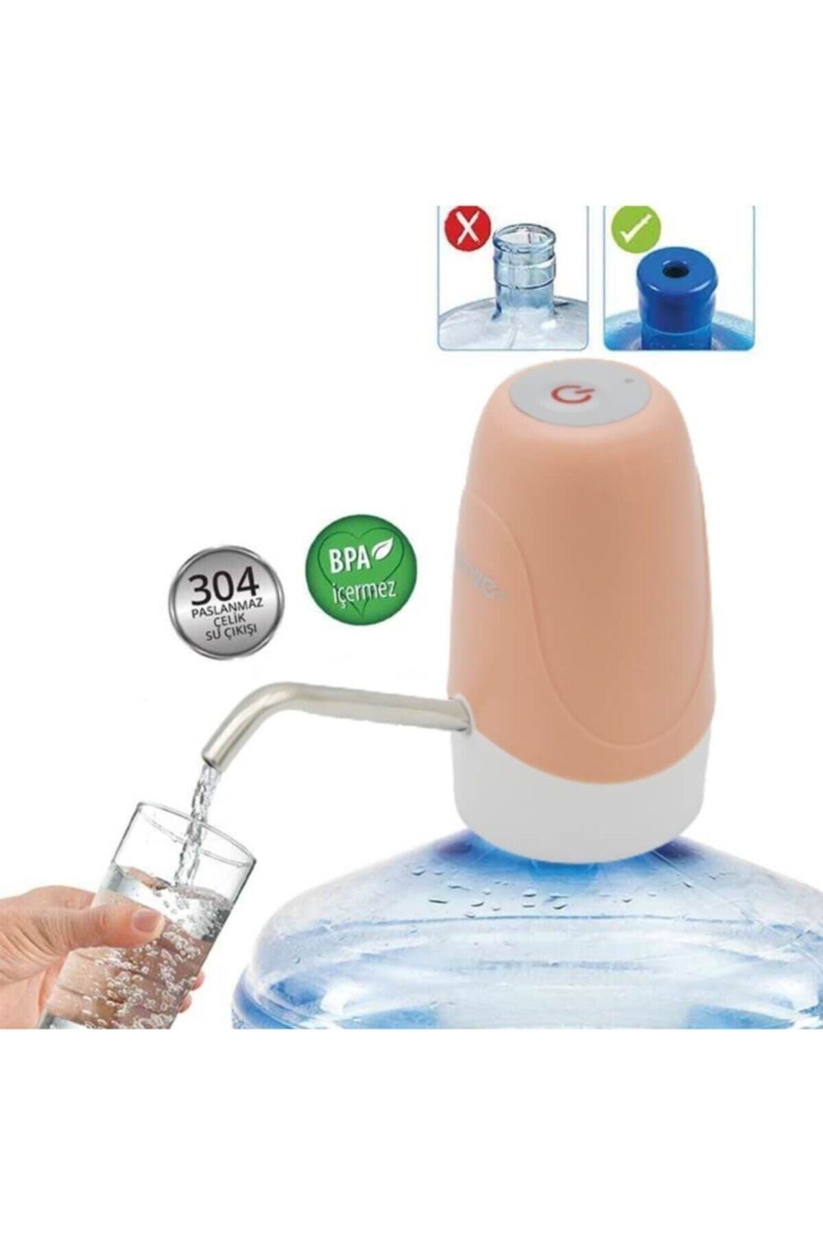 URVE Şarjlı Damacana Su Pompası Pembe