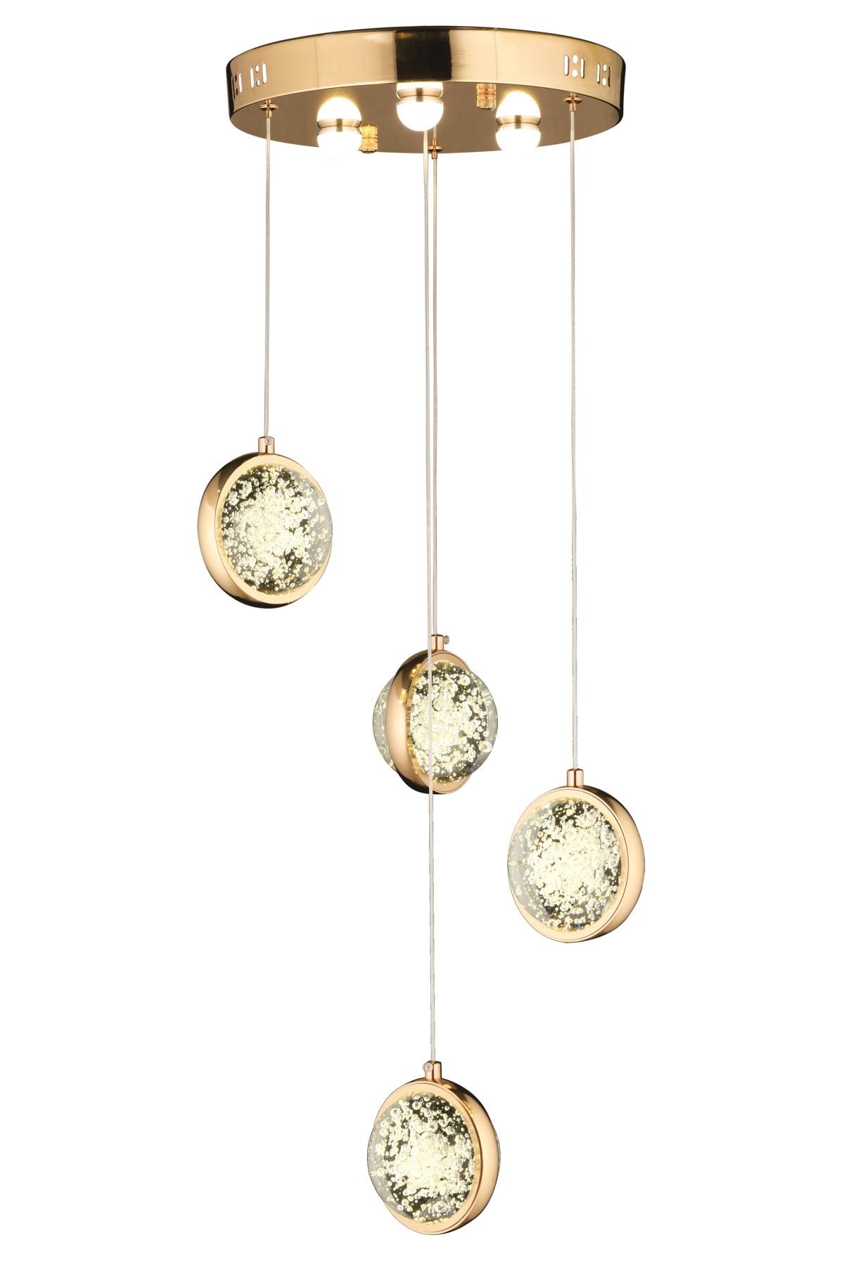 burenze Luxury Exclusive Modern Sarkıt Avize Dörtlü Gold Gövde Warm White Gün Işığı