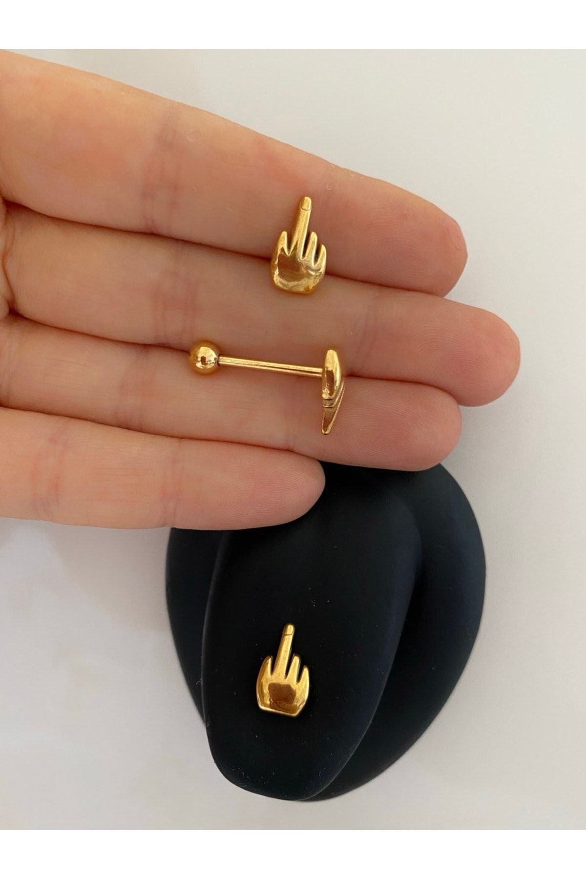 Arescollection Surgical Steel Middle Finger Tongue Piercing Trendyol
