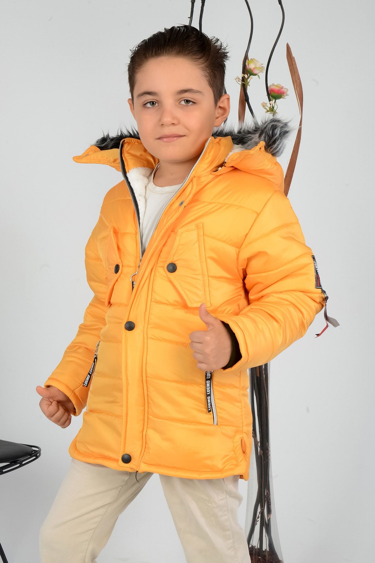 LUGMO-Boy's Jacket Coat Verona Furry Yellow 3
