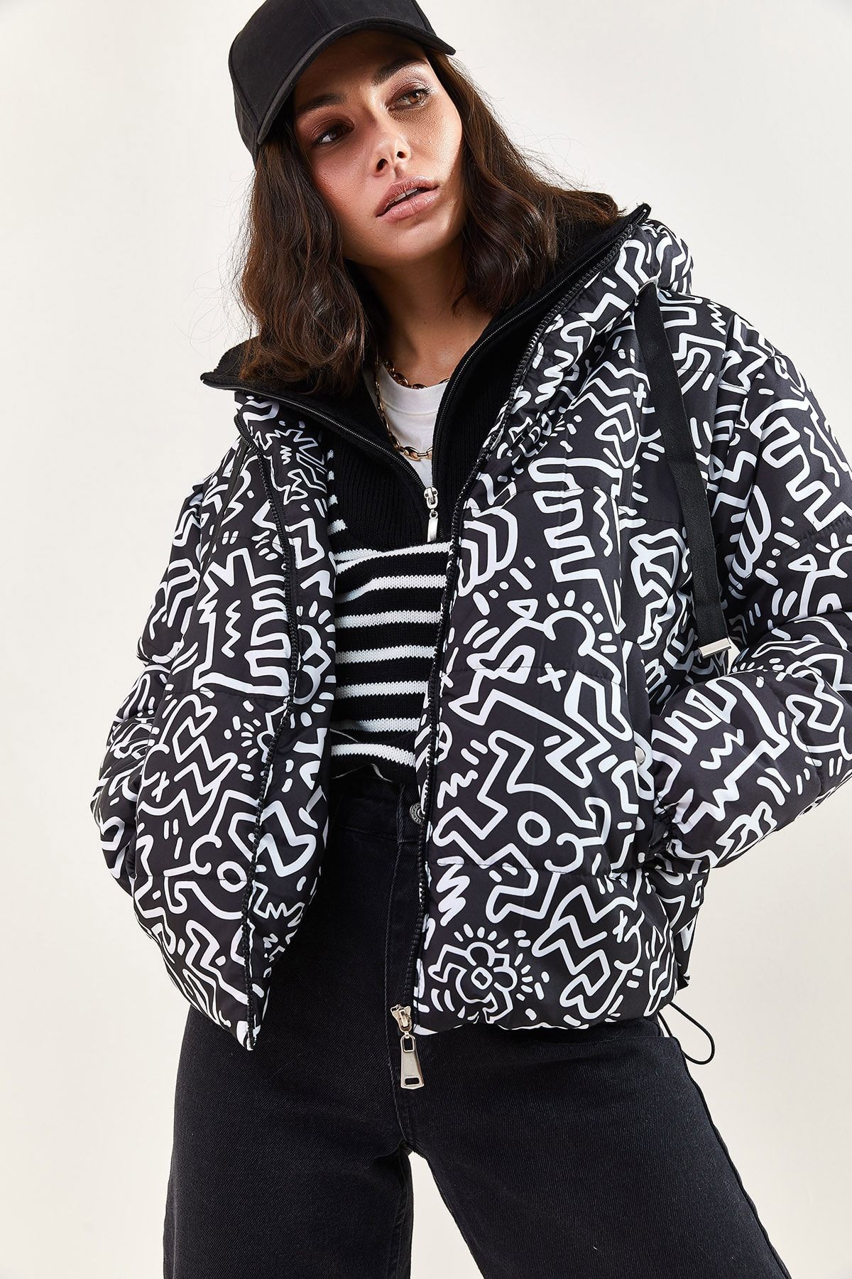 Patterned best sale puffer jacket