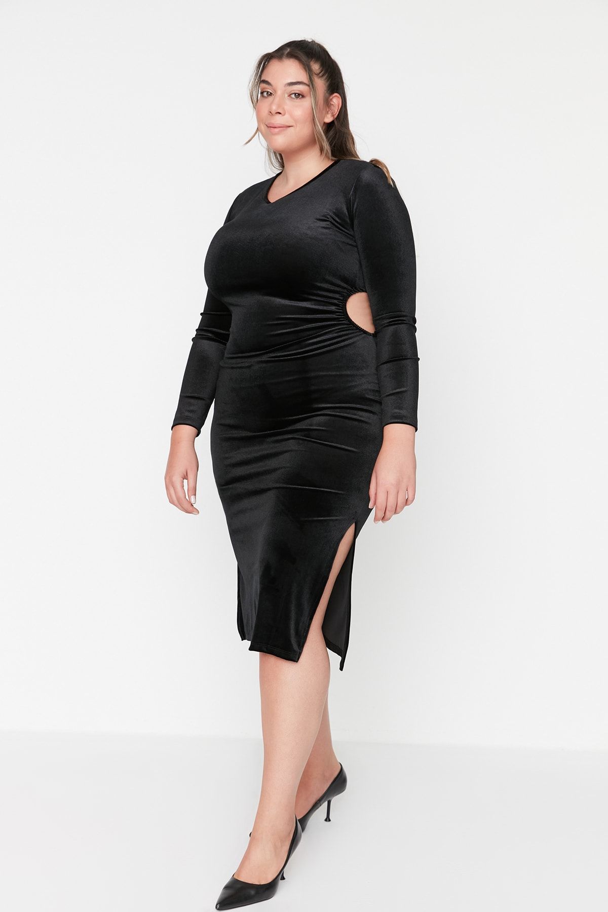 Trendyol Curve Große Größen in Kleid Dunkelblau Shift