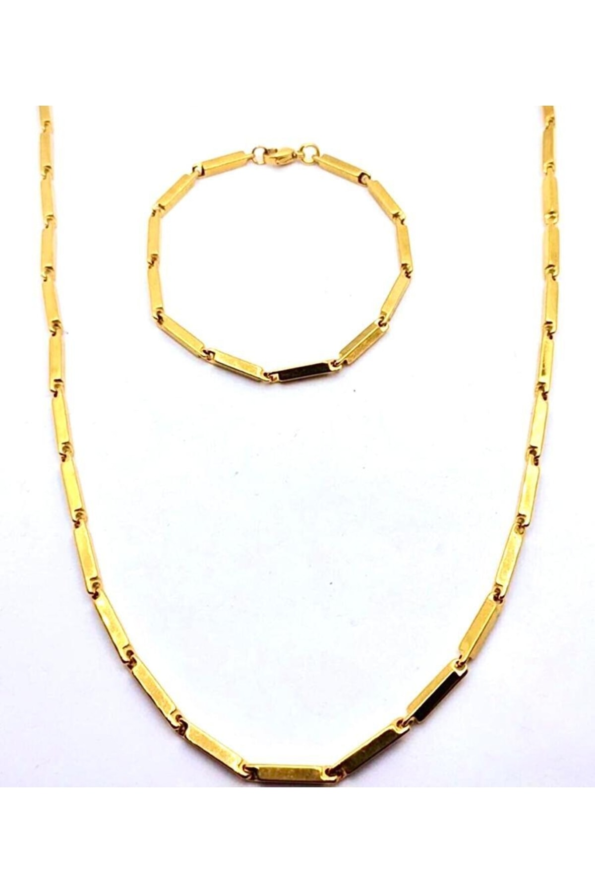 1. Sınıf Kalın Gold Renk Çelik Kolye Ve Bileklik 4mm 3
