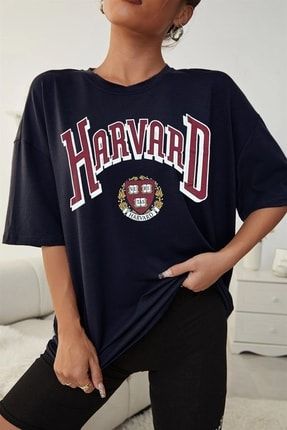 Kadın Füme Harvard University Oversize T-shirt - K2178