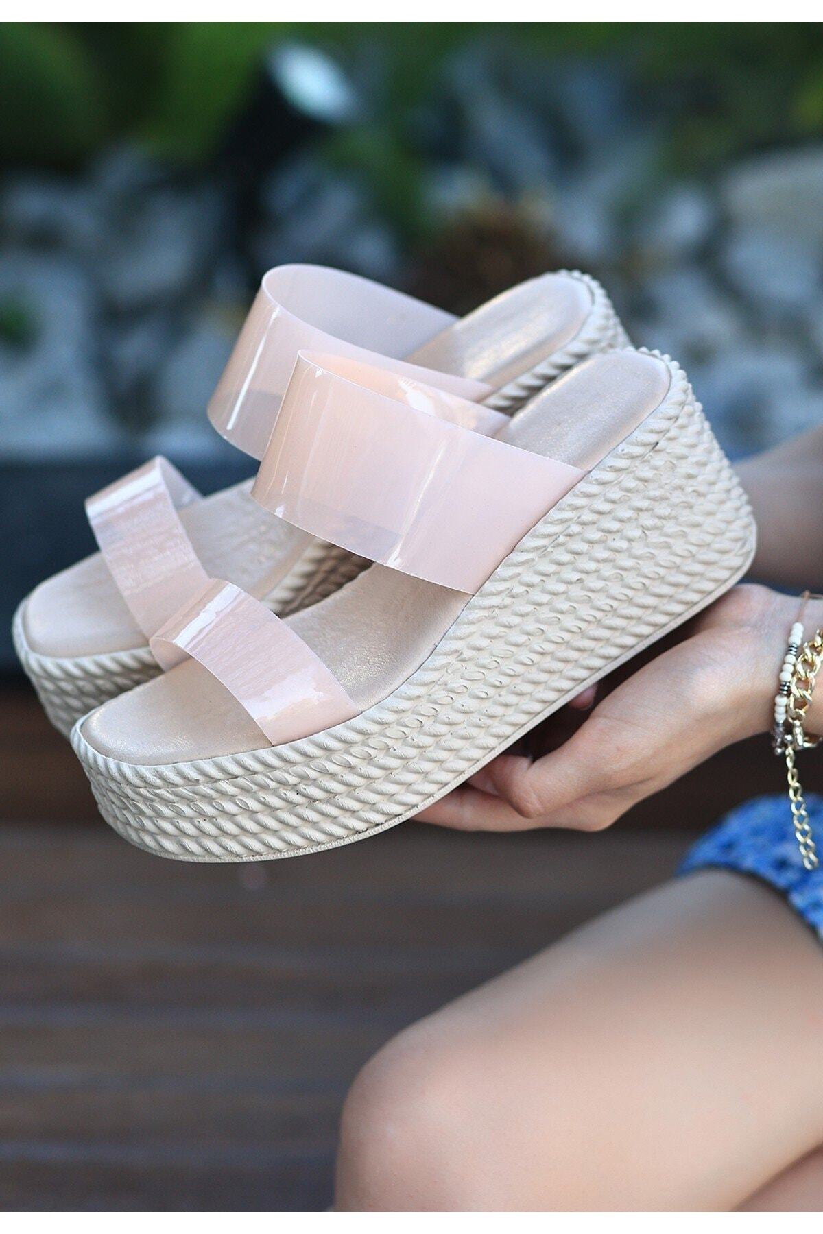 Kadın Pudra Smer Pudra Şeffaf Dolgu Topuk Terlik