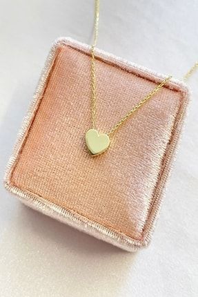 Kadın Minimal Kalp 925 Ayar Altın Renkli Gümüş Kolye KLY0600