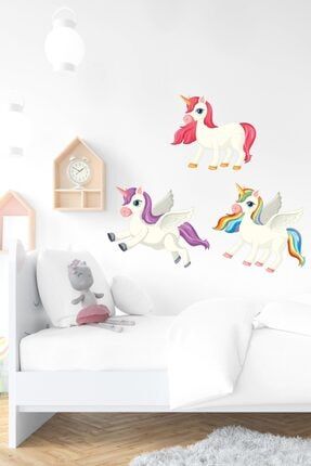 Sevimli Pony 3'lü Sticker Seti-çocuk Bebek Odası Sticker k393