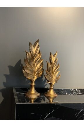 HiraMobilya Hira Home Dekoratif Yaprak Set Polyester Bakır-gold