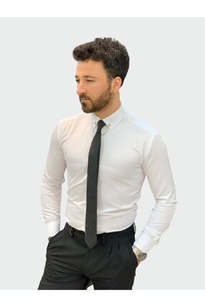 Erkek Slim Fit Iğne Yakalı Gömlek XPRZG400