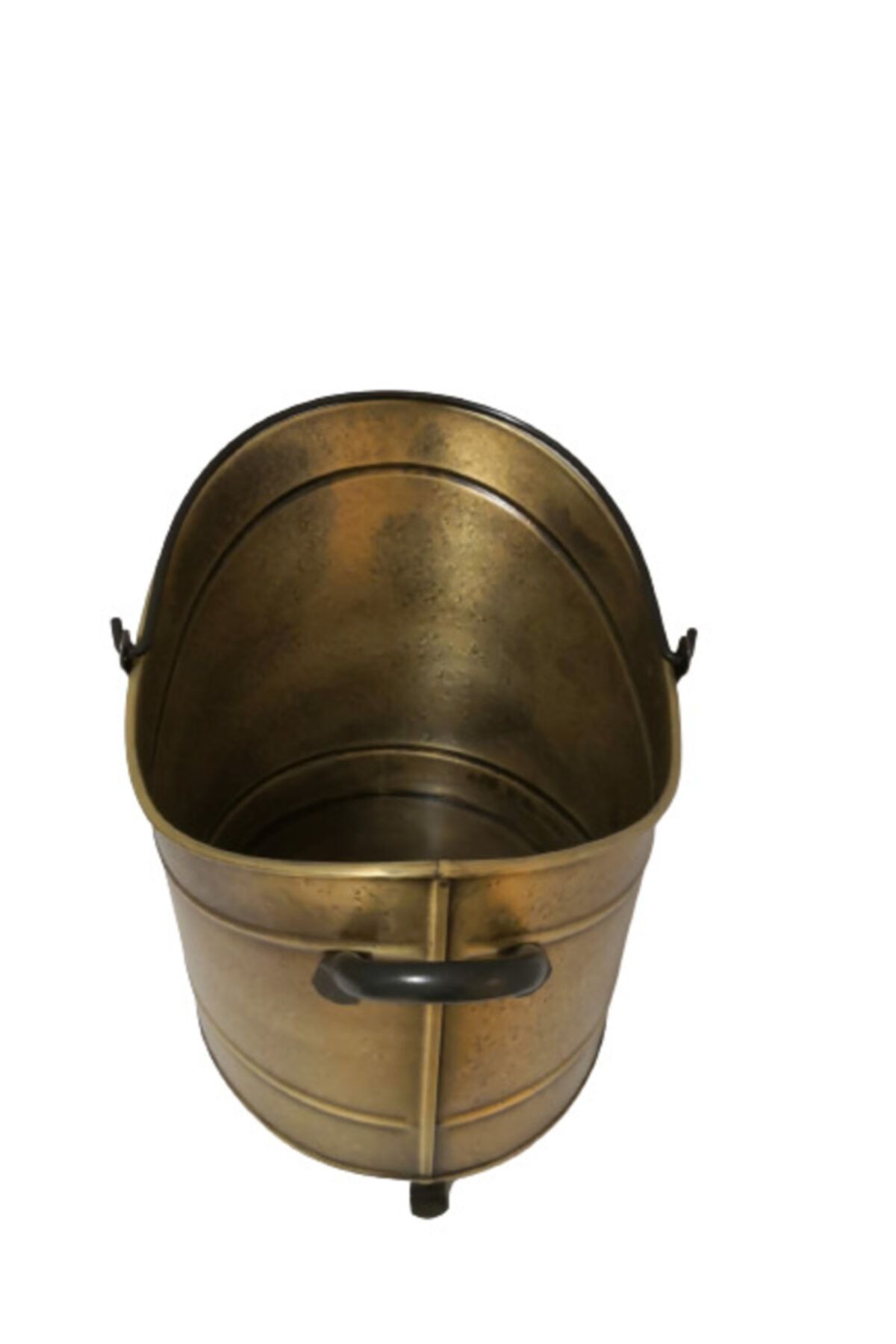 ESOSHHOME Dekoratif Ayaklı Oval Odun &amp; Kömür Kovası 45 X 38 X 40 Cm Gold Eskitme OH10806