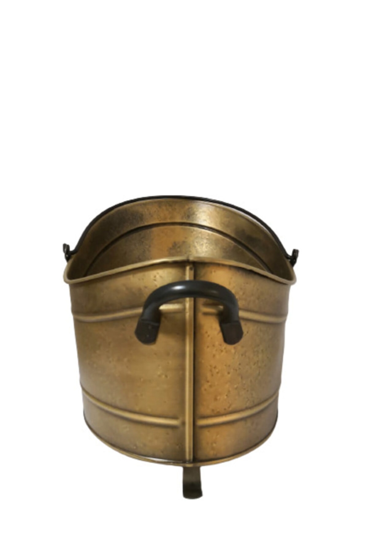 ESOSHHOME Dekoratif Ayaklı Oval Odun &amp; Kömür Kovası 45 X 38 X 40 Cm Gold Eskitme OH10806
