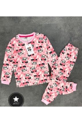 Panda Desenli Kız Çocuk Pijama 488573