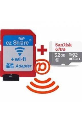 Ezshare Kablosuz Wi-fi Adaptörü+32 Gb Wi-fi Micro Sd Hafıza Kartı 123sandiskezsharemelde66