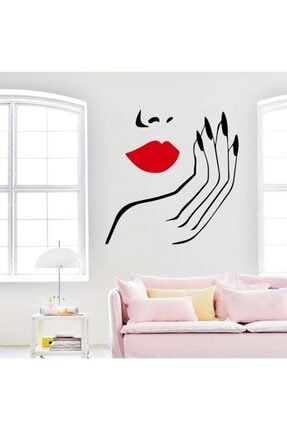 Güzel Kadın Sticker Tırnak Yüz Güzellik Salonu Duvar Çıkartması HSNGLR-ASDF1312
