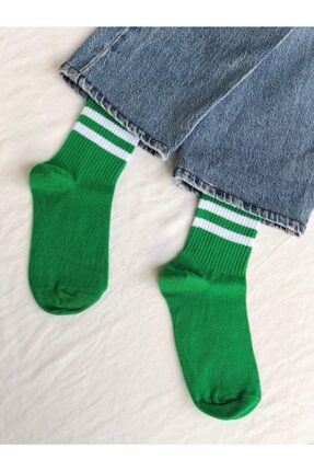 Kadın Yeşil Çizgili Kolej Çorap 148511110