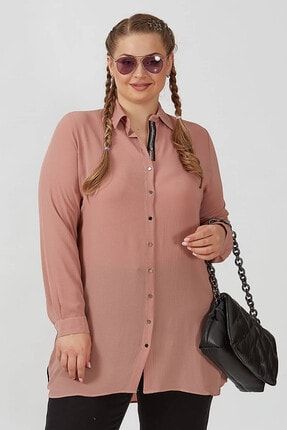 Allday Siyah Buyuk Beden Gizli Patli Gomlek Tunik Trendyol
