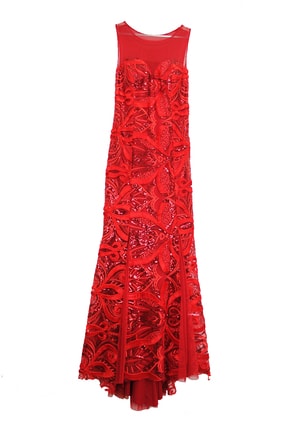 Kadın Kırmızı Dantelli Ve Taşlı Abiye Elbise fistan dantelli ve taşlı abiye