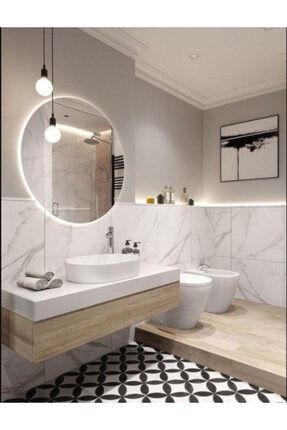 70 Cm Rgb Çok Renkli Ledli Yuvarlak Duvar Aynası/ Banyo Ve Makyaj Aynası/ Prizli NRKS100-RGB70-PRZ