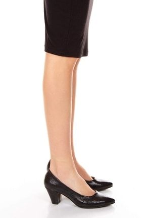 Kadın Siyah Kırışık Rugan Stiletto 7cm Kalın Topuklu Stiletto Şık Ve Rahat Stiletto TYC00352064076