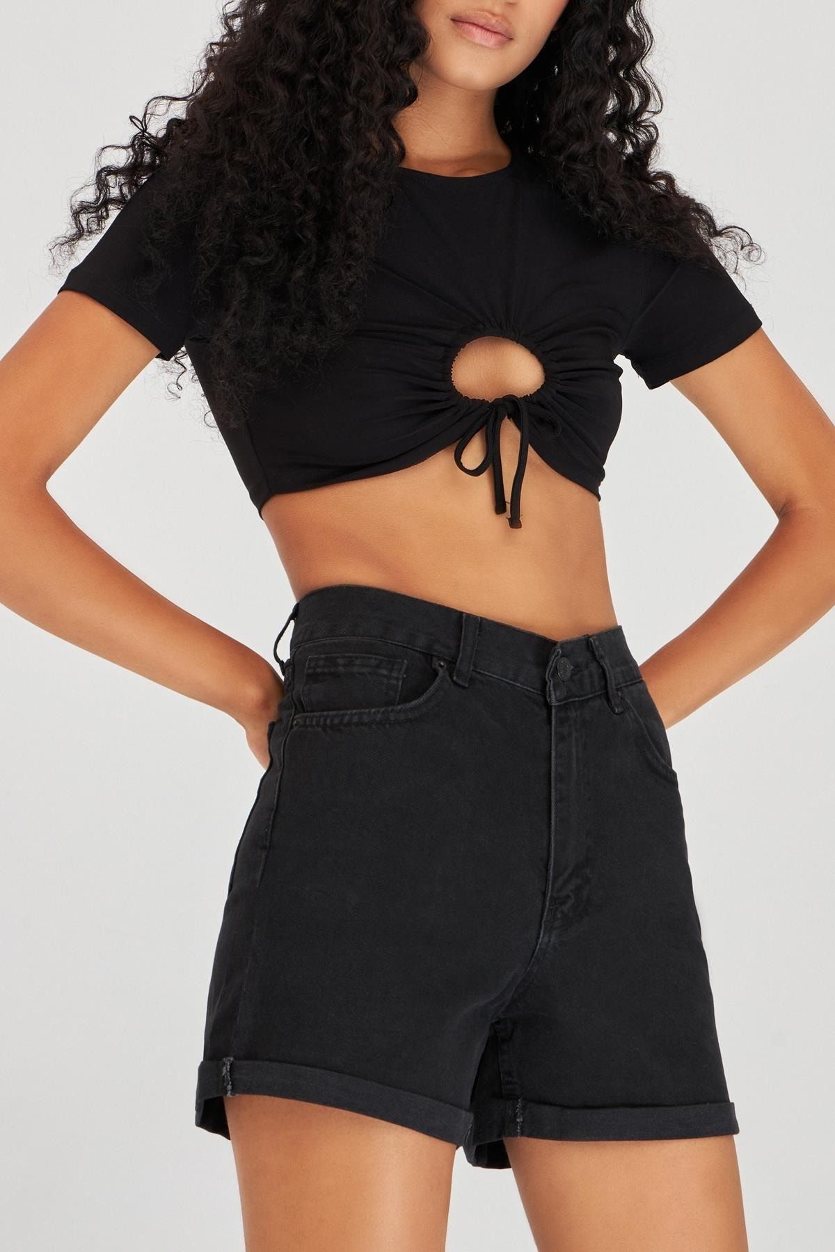 Dark high waisted on sale shorts