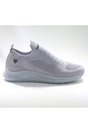 Beyaz - Kadın Spor Ayakkabı Triko bağcıksız Fuspetli Ultra Rahat Ayakkabı FR14