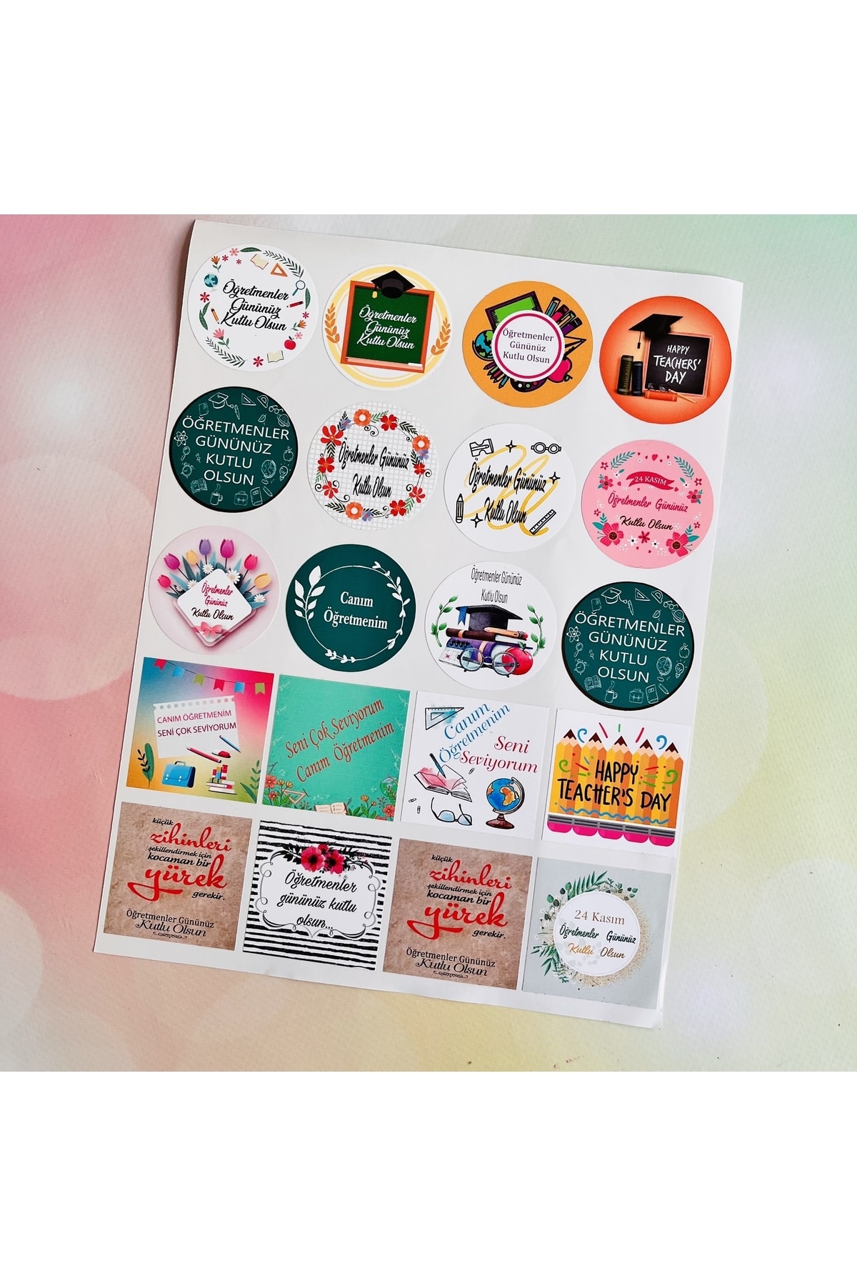 t tuğset etiket Öğretmenler Günü Kutlu Olsun Sticker Karışık 40 Adet