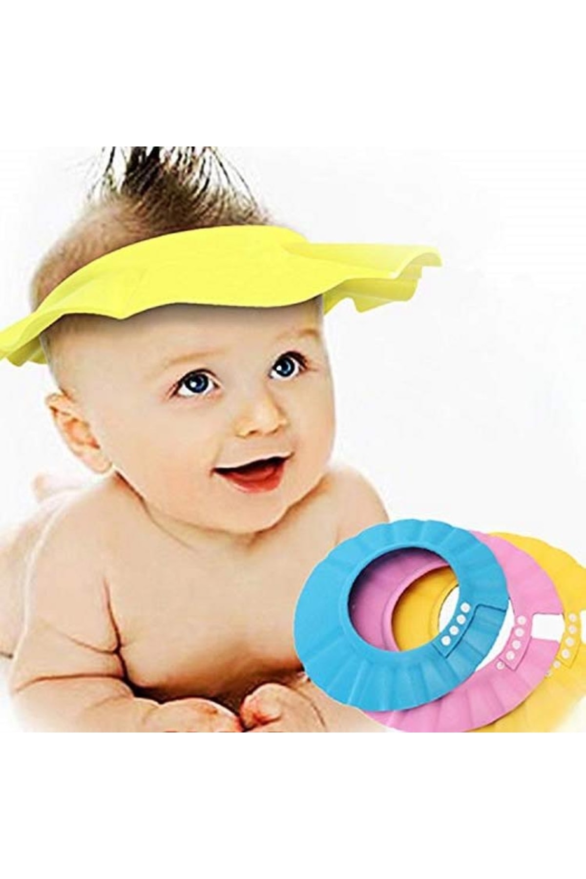 Yetkin Home 0-5 Yaş Arası Bebekler Için Ayarlanabilir Bebek Banyo Şapkası Göze Su Kaçma Önleyici