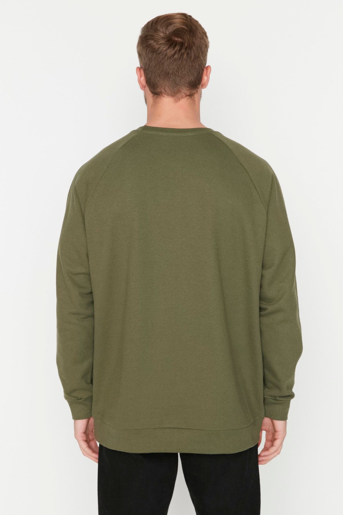 Trendyol Collection-Khakifarbenes, übergroßes Fleece-Sweatshirt – warm, weite Passform TMNAW23SW00190 4