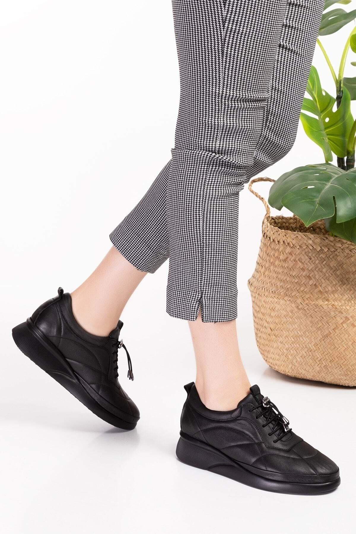 Gondol-Pantofi confortabili cu șireturi din cauciuc cu talpă anatomică din piele naturală Ndr.5506 - Negru - 40 5