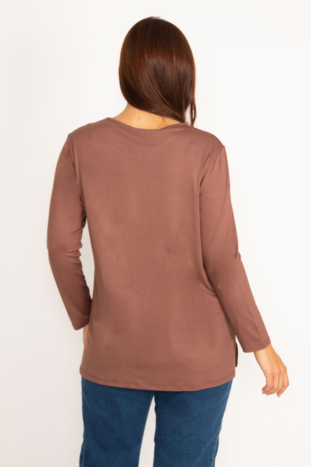 Şans Große Größen in Bluse Braun Regular Fit Fast ausverkauft QV9143
