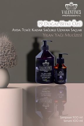 Hızlı Uzama Ve Bakım Seti 19 Doğal Bitki Özlü Premium Yılan Yağı Şampuan Ve Serum 2'li Set vlntns1919