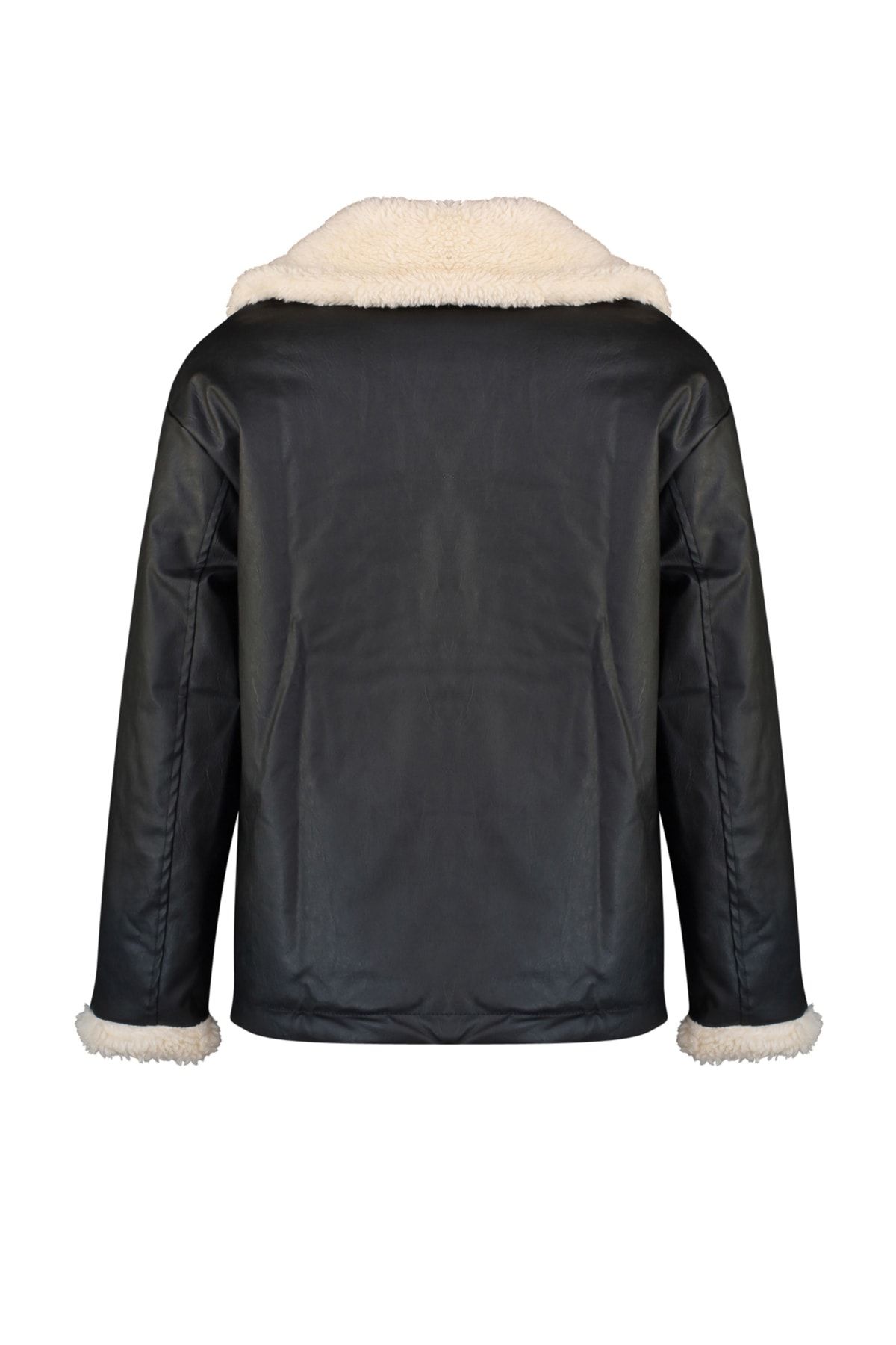 Trendyol Collection-Černý plyšový podrobný kabátek TWOAW23MO00216 8
