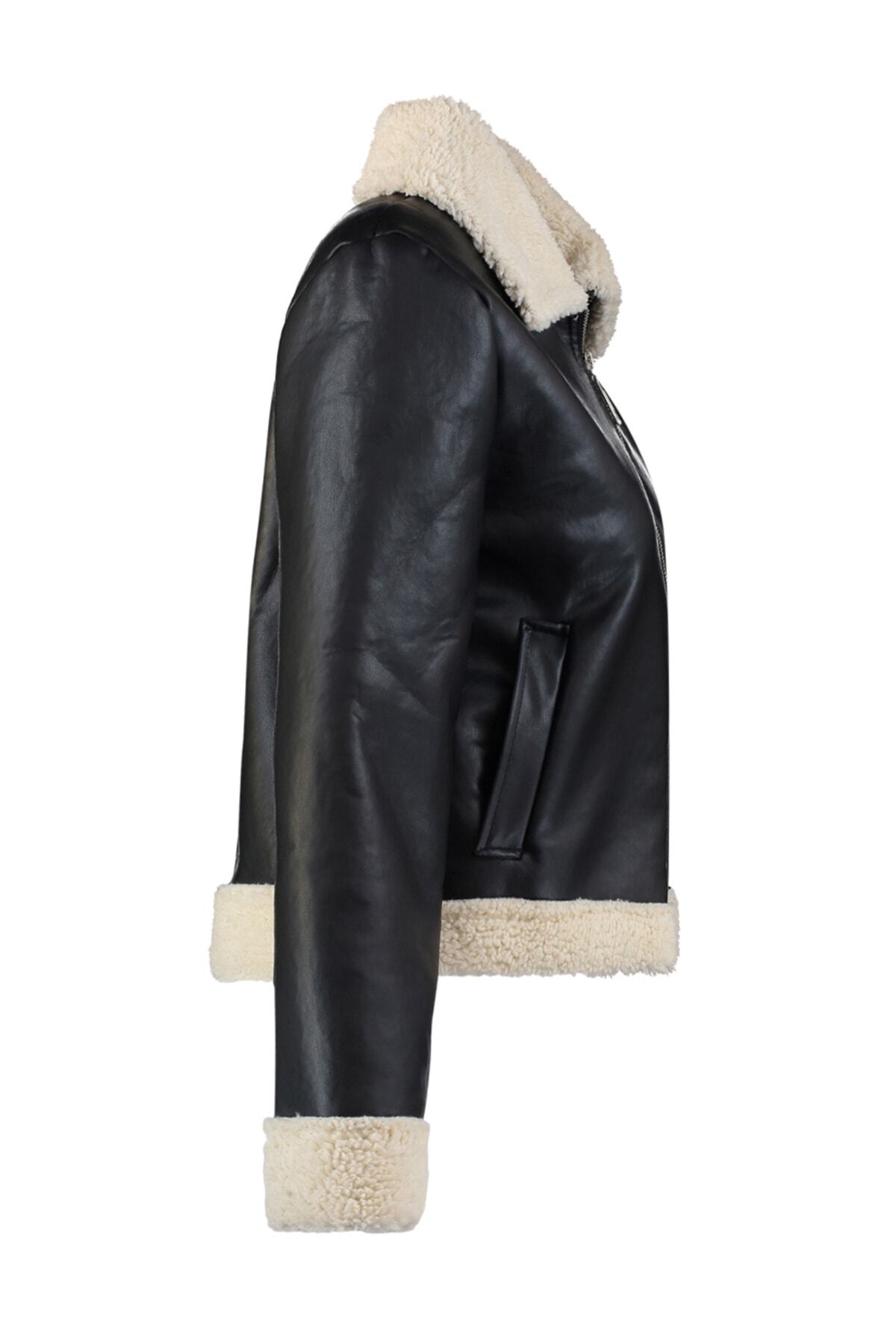Buy Trendyol Faux Leather Jacket In Black | 6thStreet Qatar
