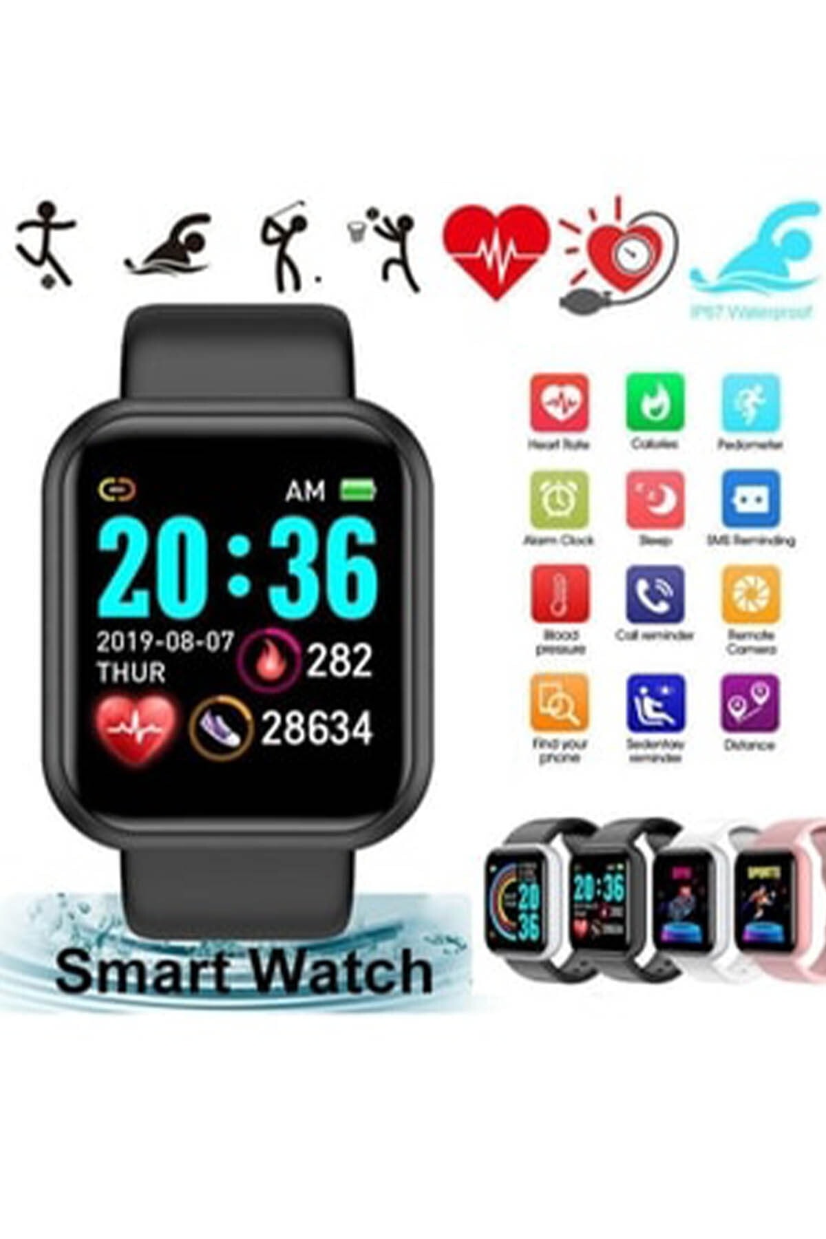 Teknobab Bluetooth Akıllı Bileklik Iphone Android Uyumlu Adımsayar Nabız Ölçer Spor Smart Watch D20
