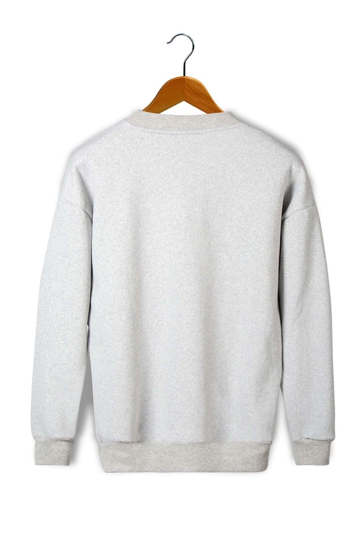 Plain Crewn Neck Sweatshirt, Light Grey