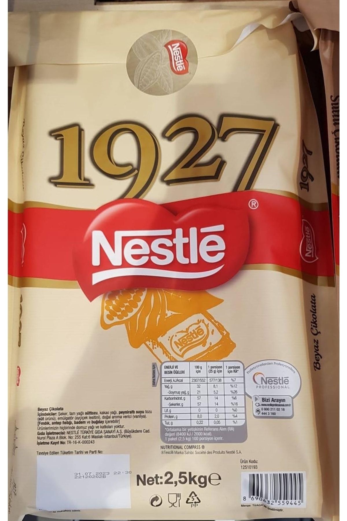 Nestle Kuvertur Beyaz 2,5 Kg