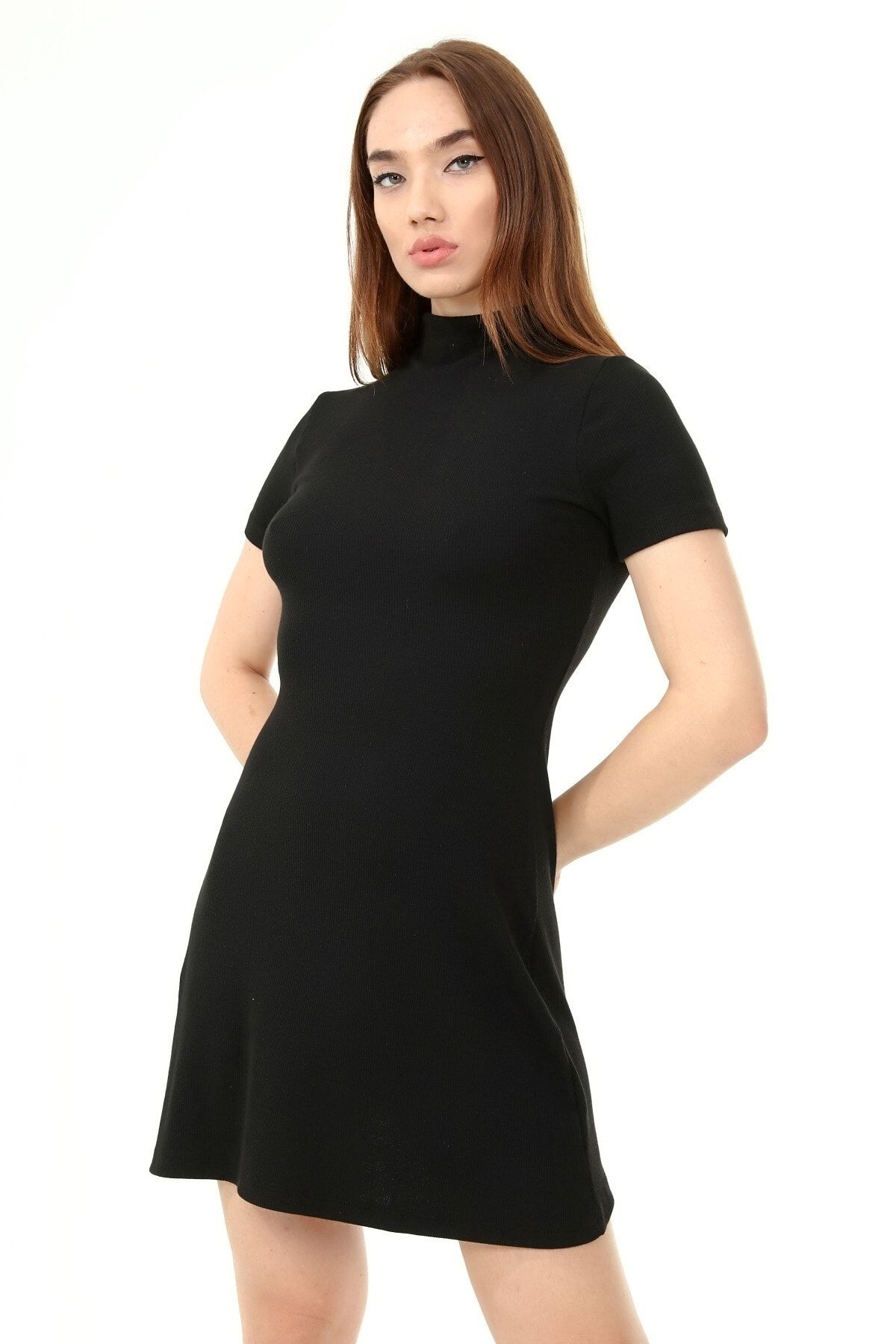 Mock neck 2025 dress short sleeve