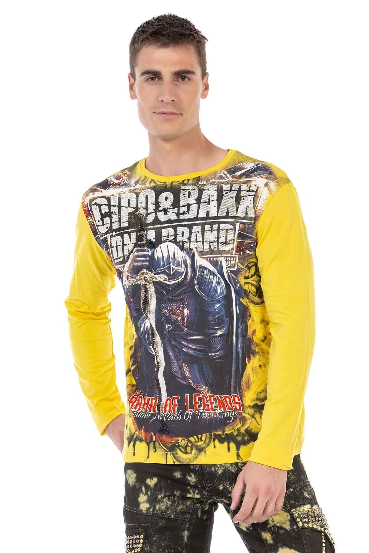 Cl452 Gemstone Printed Yellow Slim Sweatshirt