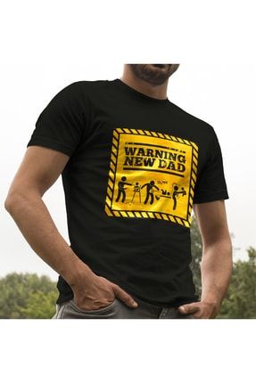 Baba Adaylarına Ilk Babalar Günü Hediyesi Esprili Siyah Tişört - Bisiklet Yaka T-shirt E106294