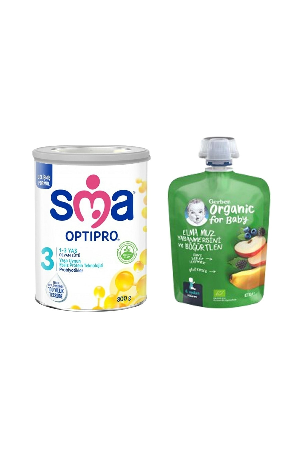 SMA 3 Probiyotik Devam Sütü 800 Gr + Gerber Karışık Meyve Püresi 90 Gr