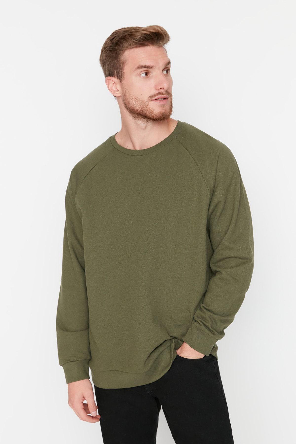 Trendyol Collection-Khakifarbenes, übergroßes Fleece-Sweatshirt – warm, weite Passform TMNAW23SW00190 5