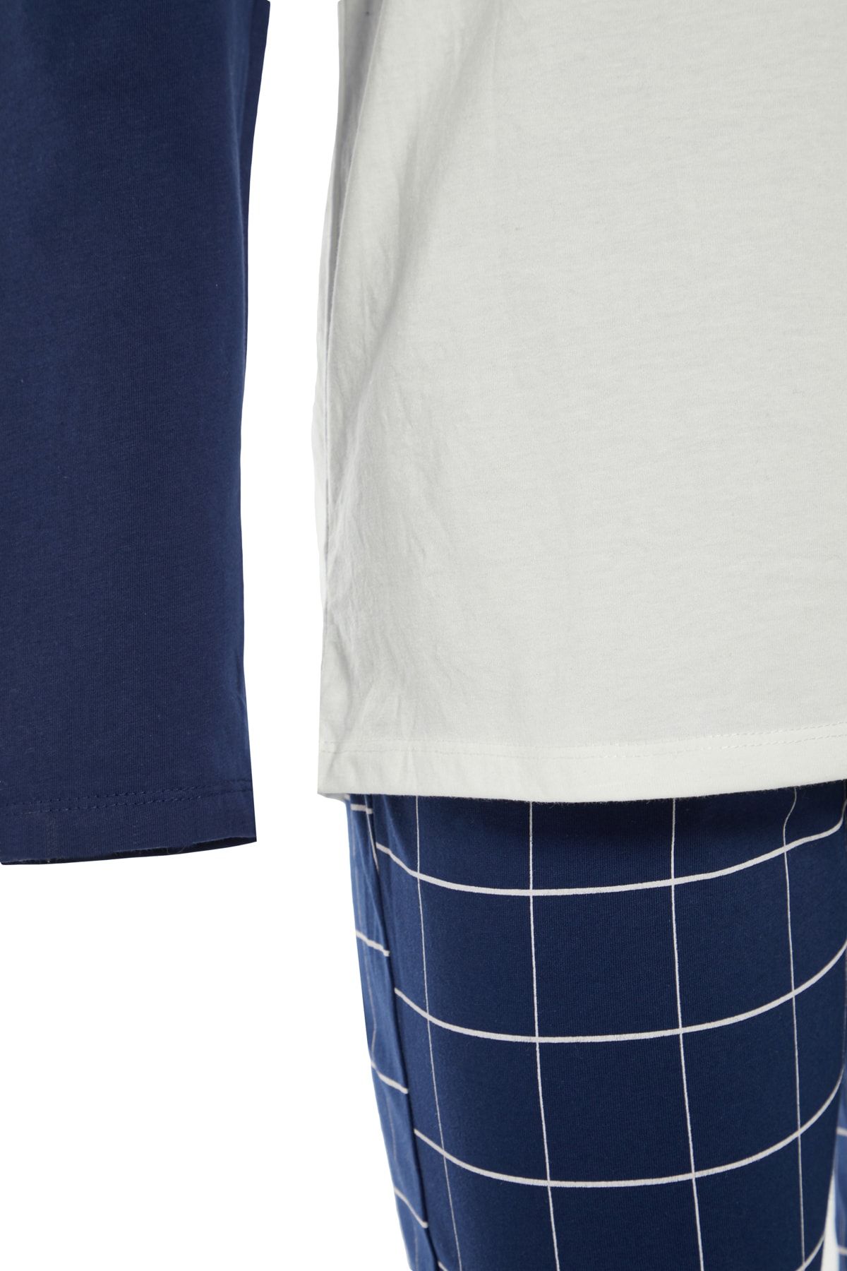 Trendyol Collection-Σετ πιτζάμες Navy Blue 100% βαμβακερό καρό πλεκτό 100% βαμβάκι THMAW21PT0879 6