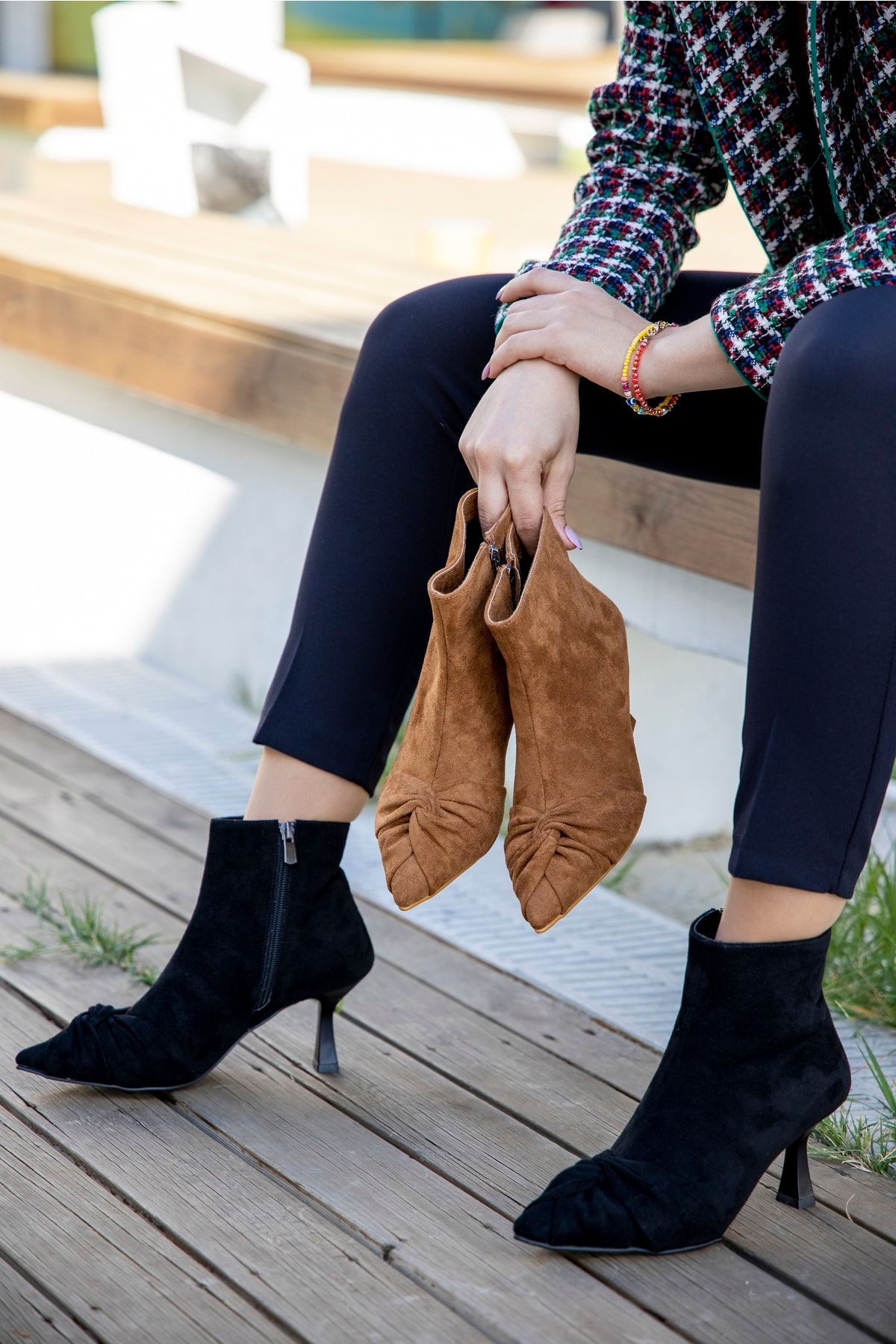 Black stiletto booties shop outfit