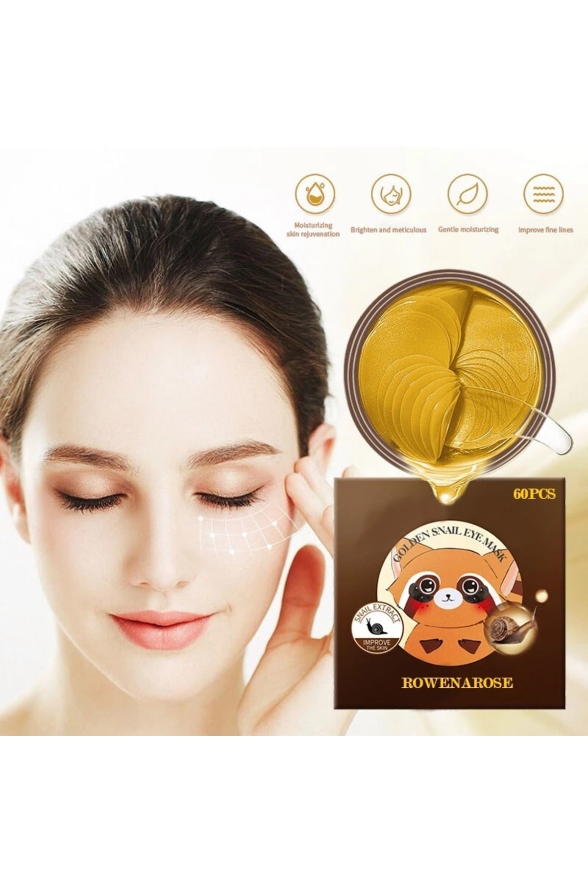ROWENAROSE Kolajen Ve Salyangoz Içeren Sıkılaştırıcı Göz Maskesi 1.4g Mısa 24k 60 Adet Avacado Özlü